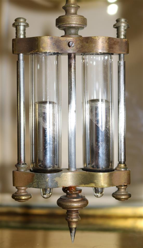 A late 19th century French four glass mantel clock, 14in.